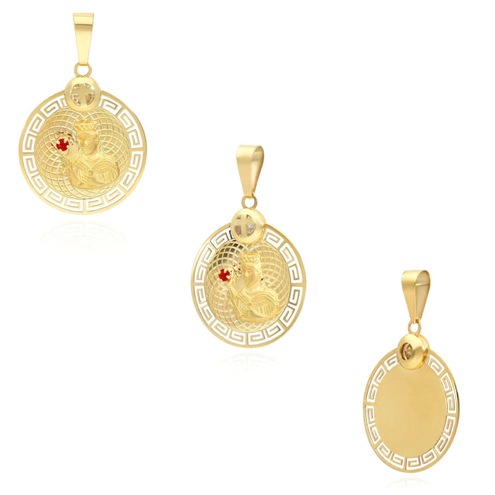 10K Yellow Gold CZ Virgin Mary Pendant 1.4" - WJD Exclusives