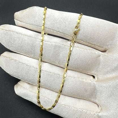Real Solid 10K Gold 2mm Flat Mariner Chain Necklace 20"