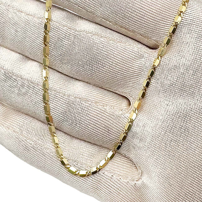 Real Solid 10K Gold 2mm Flat Mariner Chain Necklace 20"