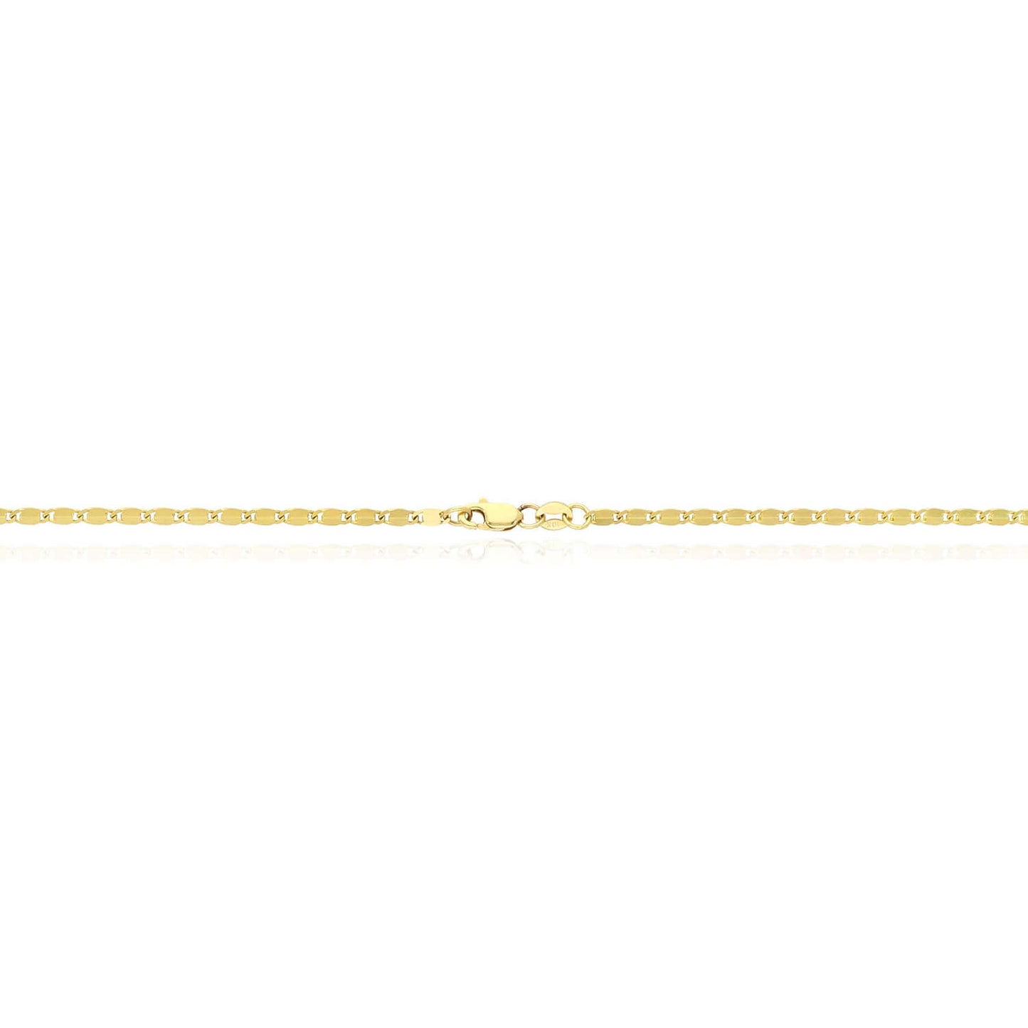 Real Solid 10K Gold 2mm Flat Mariner Chain Necklace 20"
