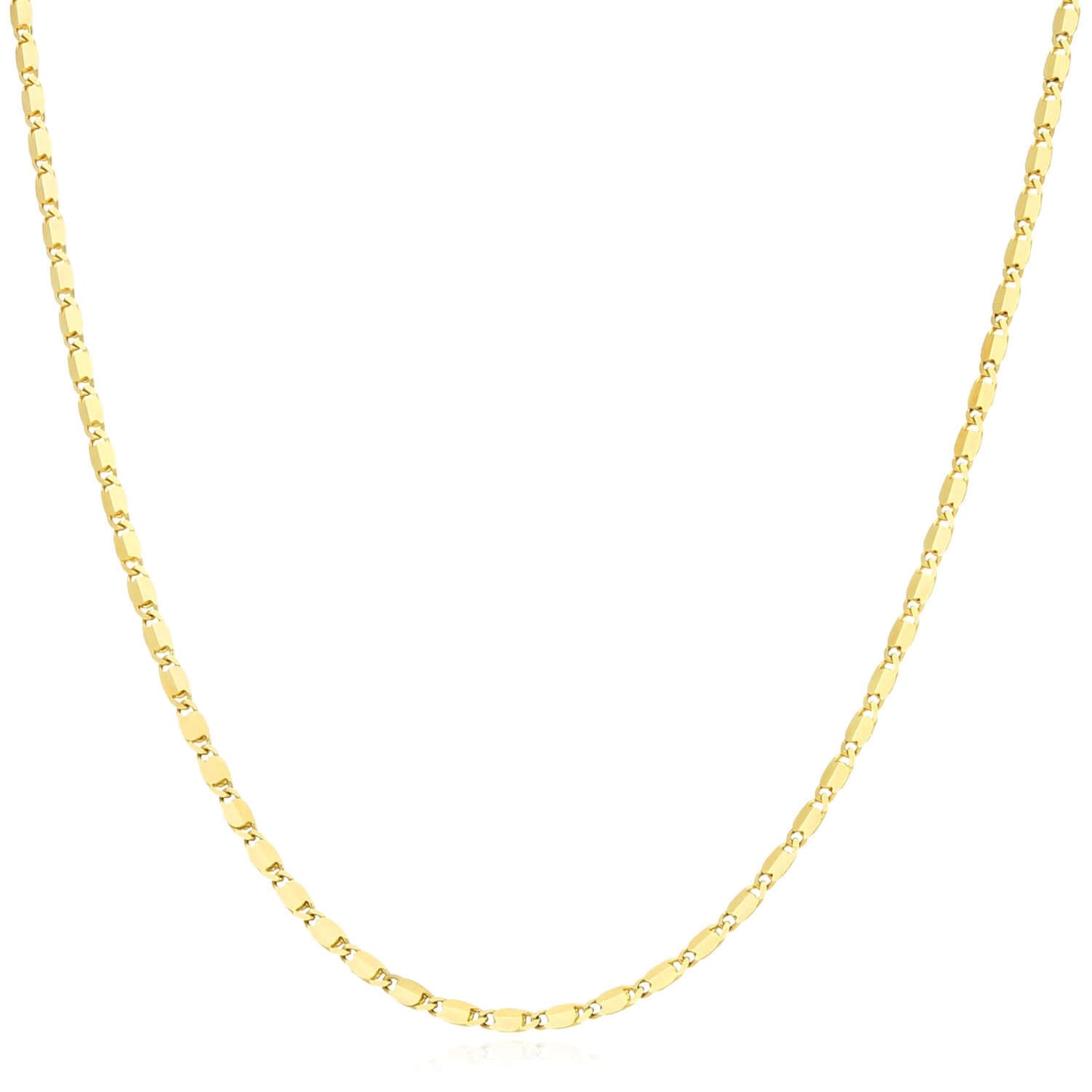 Real Solid 10K Gold 2mm Flat Mariner Chain Necklace 20"