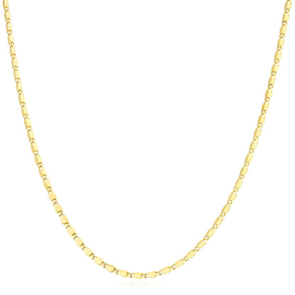 Real Solid 10K Gold 2mm Flat Mariner Chain Necklace 20"