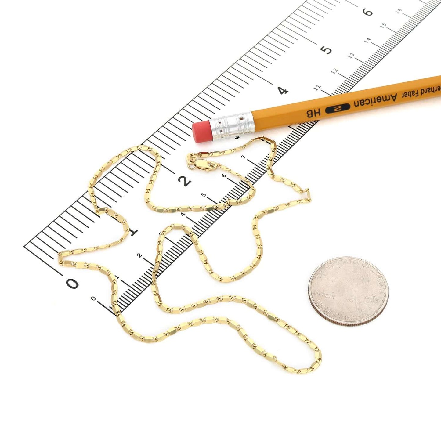 Real Solid 10K Gold 2mm Flat Mariner Chain Necklace 20"