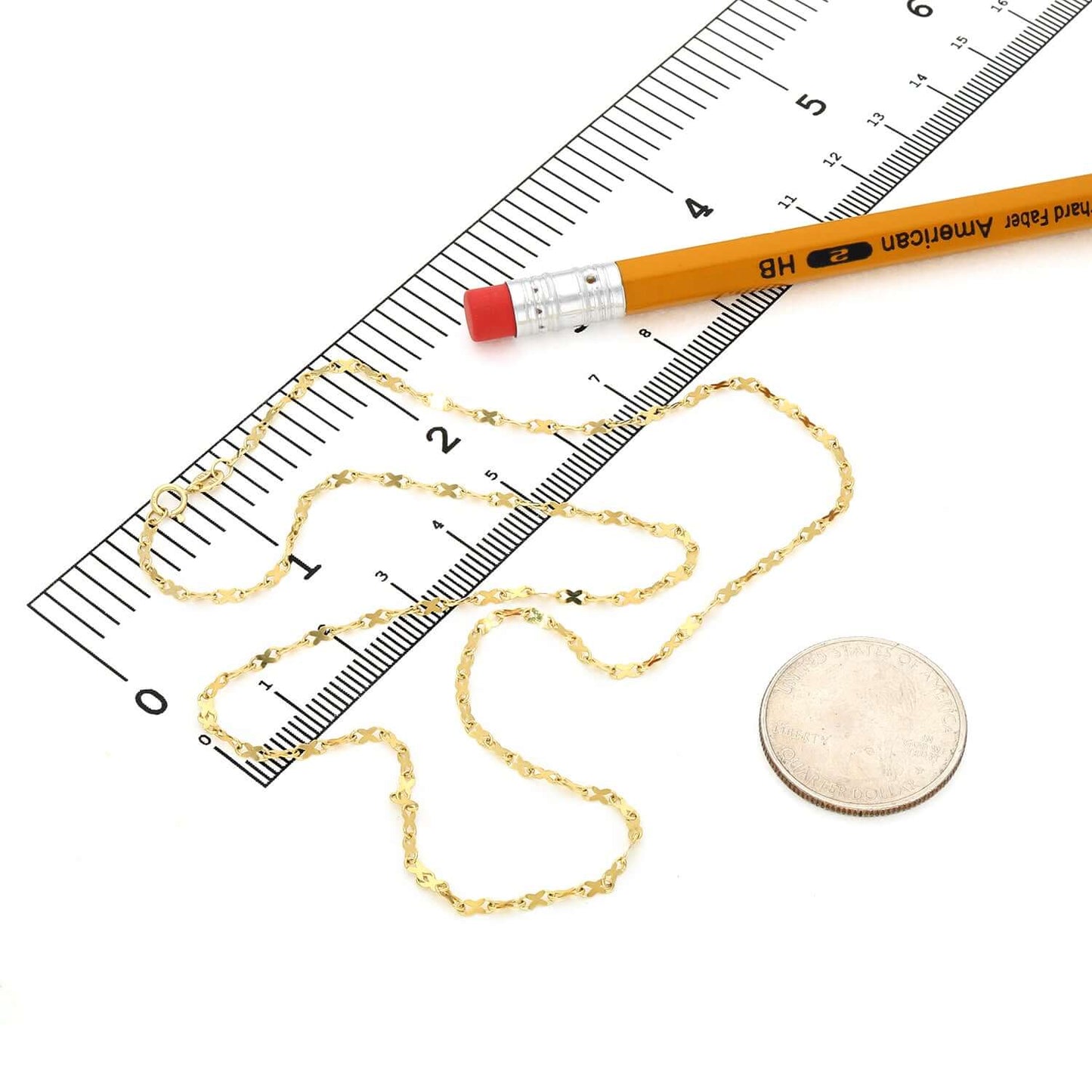 Real Solid 10K Gold 1.8mm Infinity Chain Necklace 18"