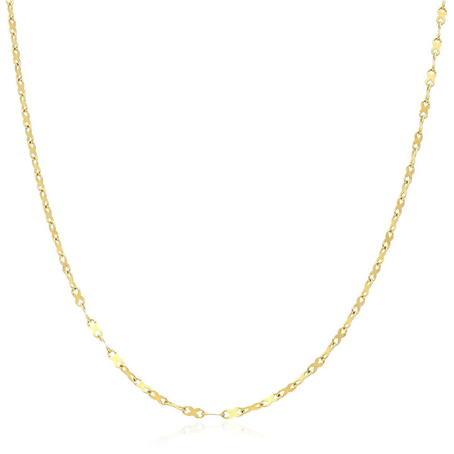 Real Solid 10K Gold 1.8mm Infinity Chain Necklace 18"