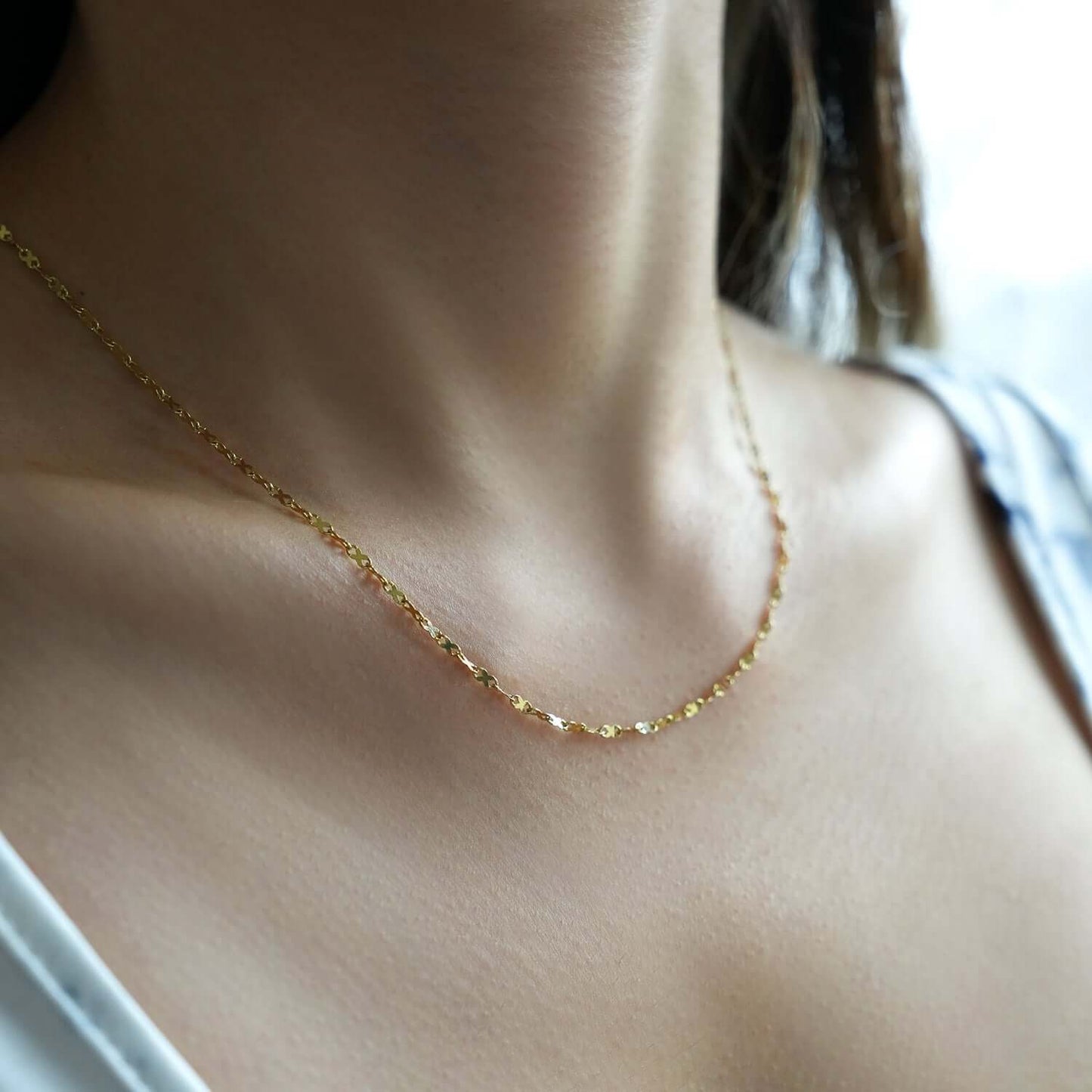 Real Solid 10K Gold 1.8mm Infinity Chain Necklace 18"