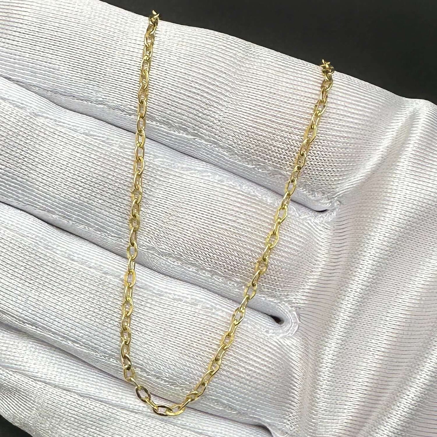 Real 10K Solid Gold 2mm Parallel Cable Chain Necklace 18"