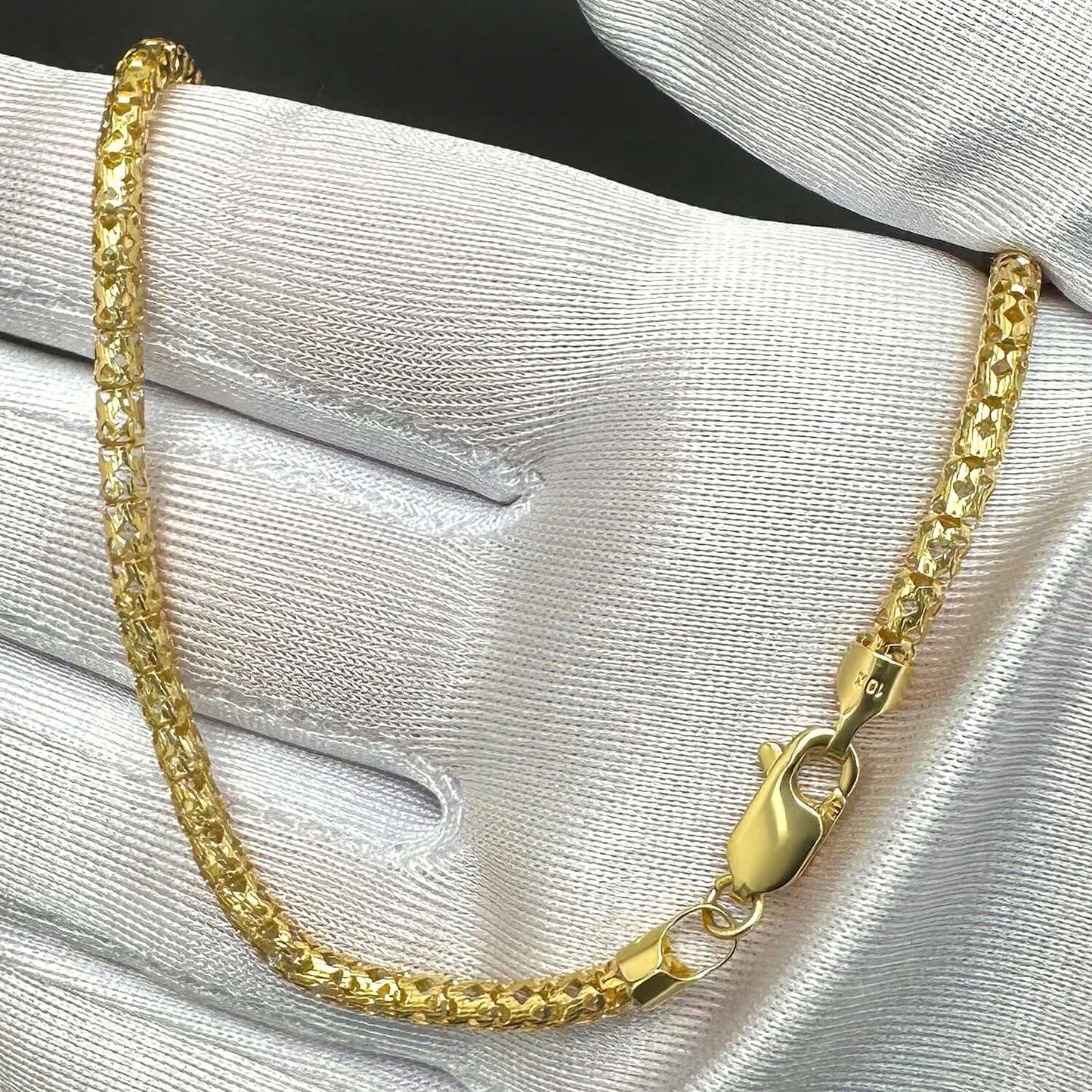 Real 10K Gold 3mm Round Link Chain Necklace 18", 20", 22"