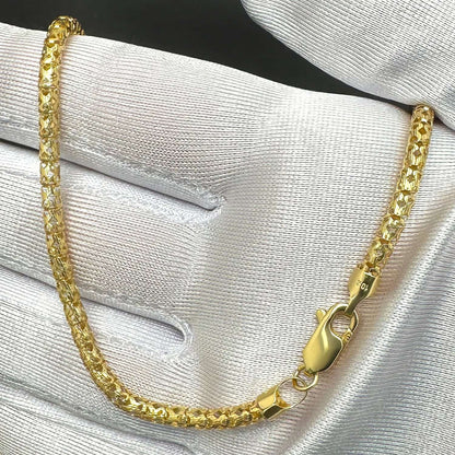 Real 10K Gold 3mm Round Link Chain Necklace 18", 20", 22"