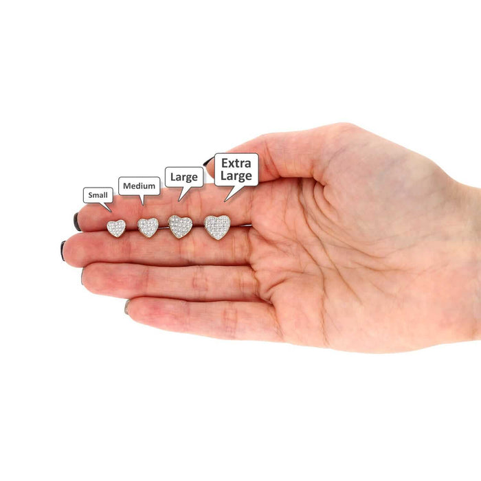 Natural Diamond 10k Yellow Gold Pave Heart Stud Earrings 6.5mm-9mm