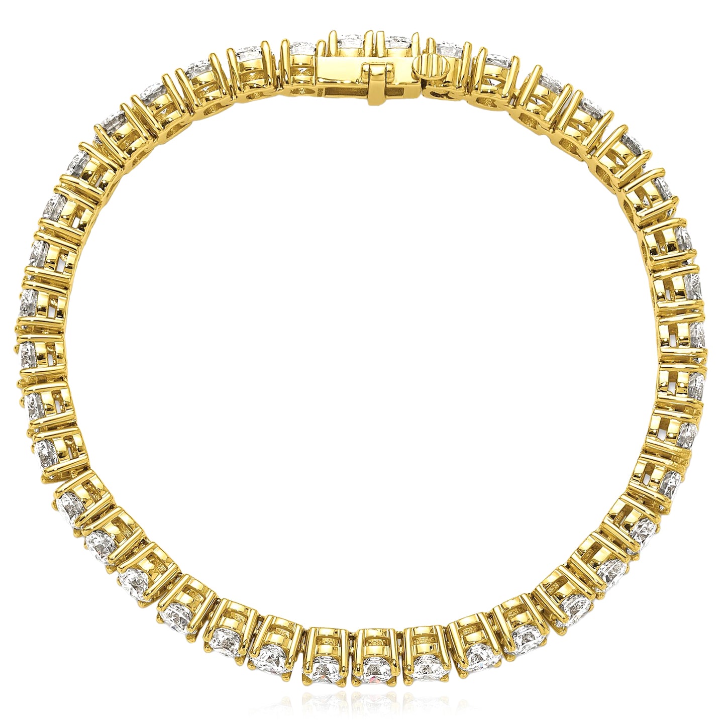 2.00-25.00CTW Lab-Grown Diamond Real 14K Gold 2mm-7mm Tennis Bracelet 7"