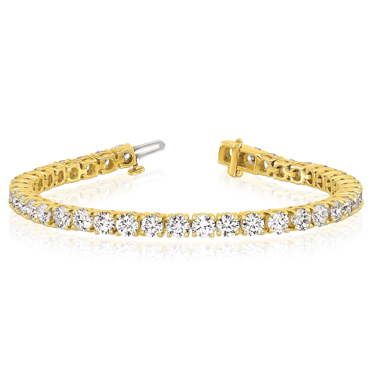 2.00-25.00CTW Lab-Grown Diamond Real 14K Gold 2mm-7mm Tennis Bracelet 7"