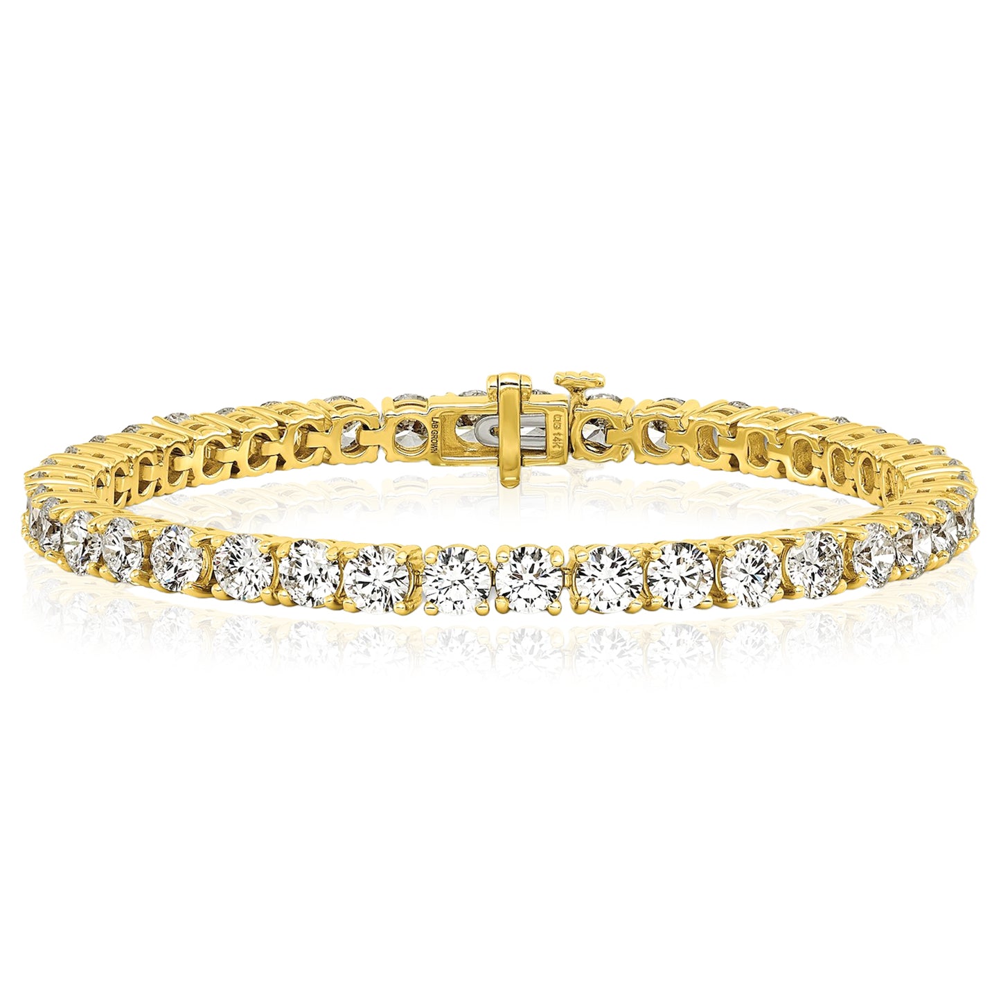 2.00-25.00CTW Lab-Grown Diamond Real 14K Gold 2mm-7mm Tennis Bracelet 7"