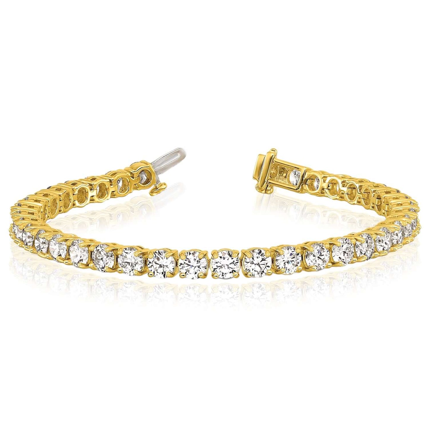 2.00-25.00CTW Lab-Grown Diamond Real 14K Gold 2mm-7mm Tennis Bracelet 7"