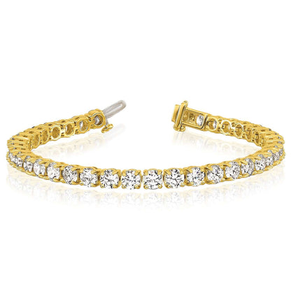 2.00-25.00CTW Lab-Grown Diamond Real 14K Gold 2mm-7mm Tennis Bracelet 7"
