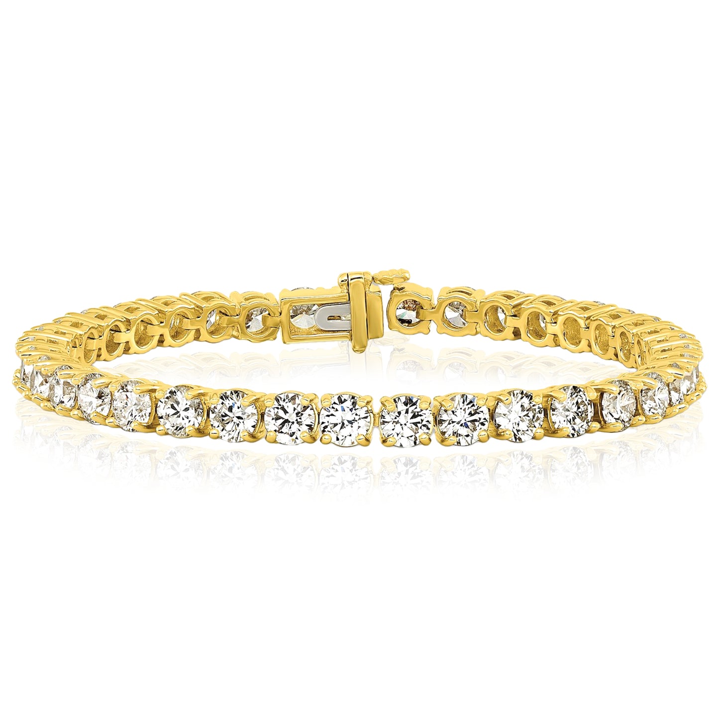 2.00-25.00CTW Lab-Grown Diamond Real 14K Gold 2mm-7mm Tennis Bracelet 7"