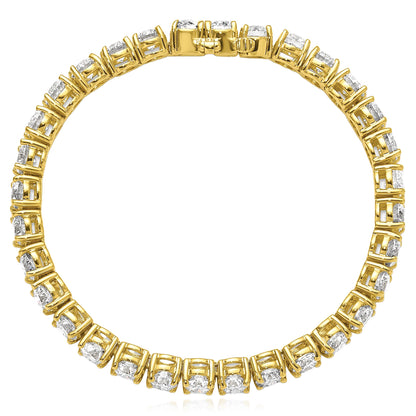 2.00-25.00CTW Lab-Grown Diamond Real 14K Gold 2mm-7mm Tennis Bracelet 7"