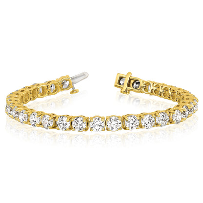 2.00-25.00CTW Lab-Grown Diamond Real 14K Gold 2mm-7mm Tennis Bracelet 7"