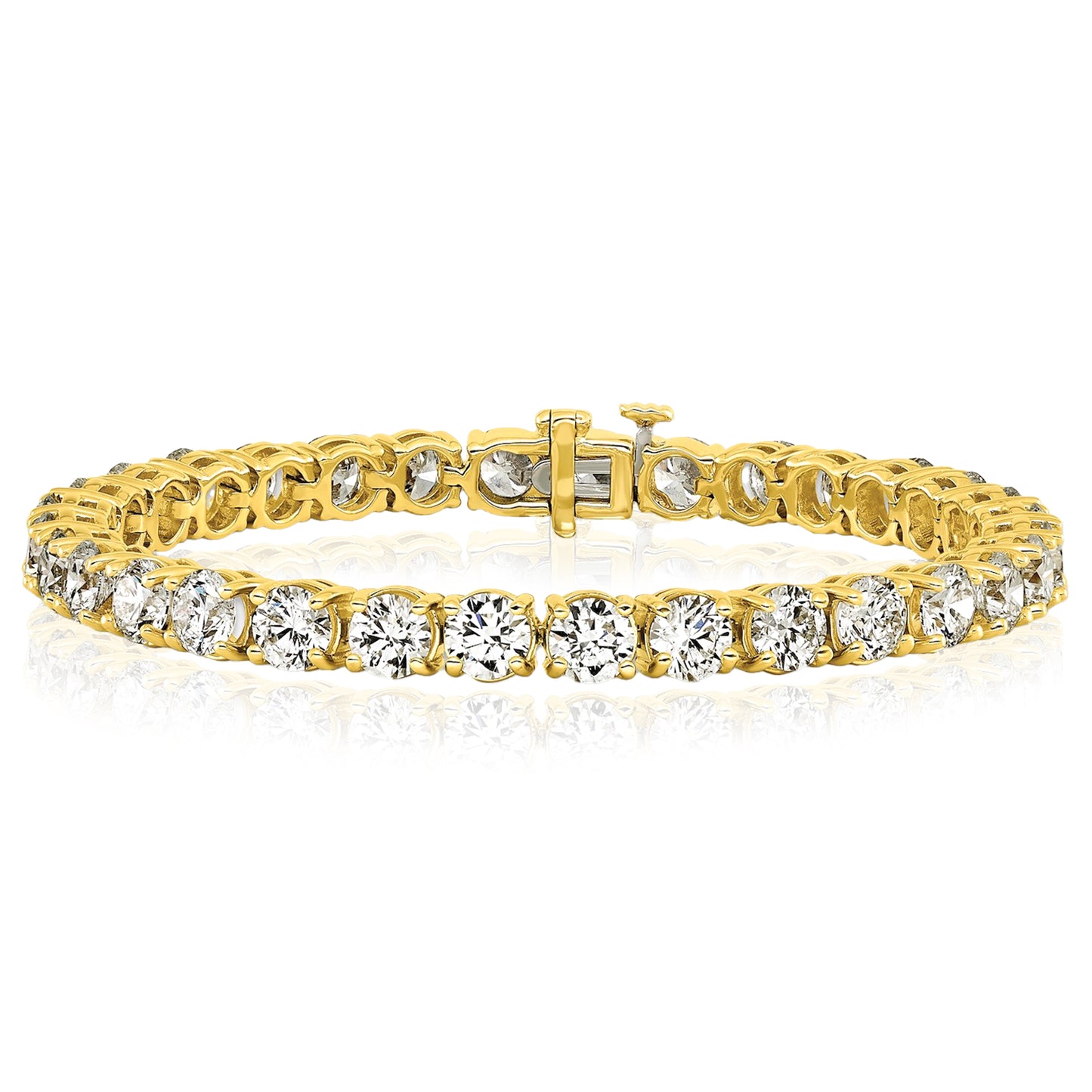 2.00-25.00CTW Lab-Grown Diamond Real 14K Gold 2mm-7mm Tennis Bracelet 7"