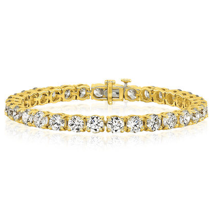 2.00-25.00CTW Lab-Grown Diamond Real 14K Gold 2mm-7mm Tennis Bracelet 7"