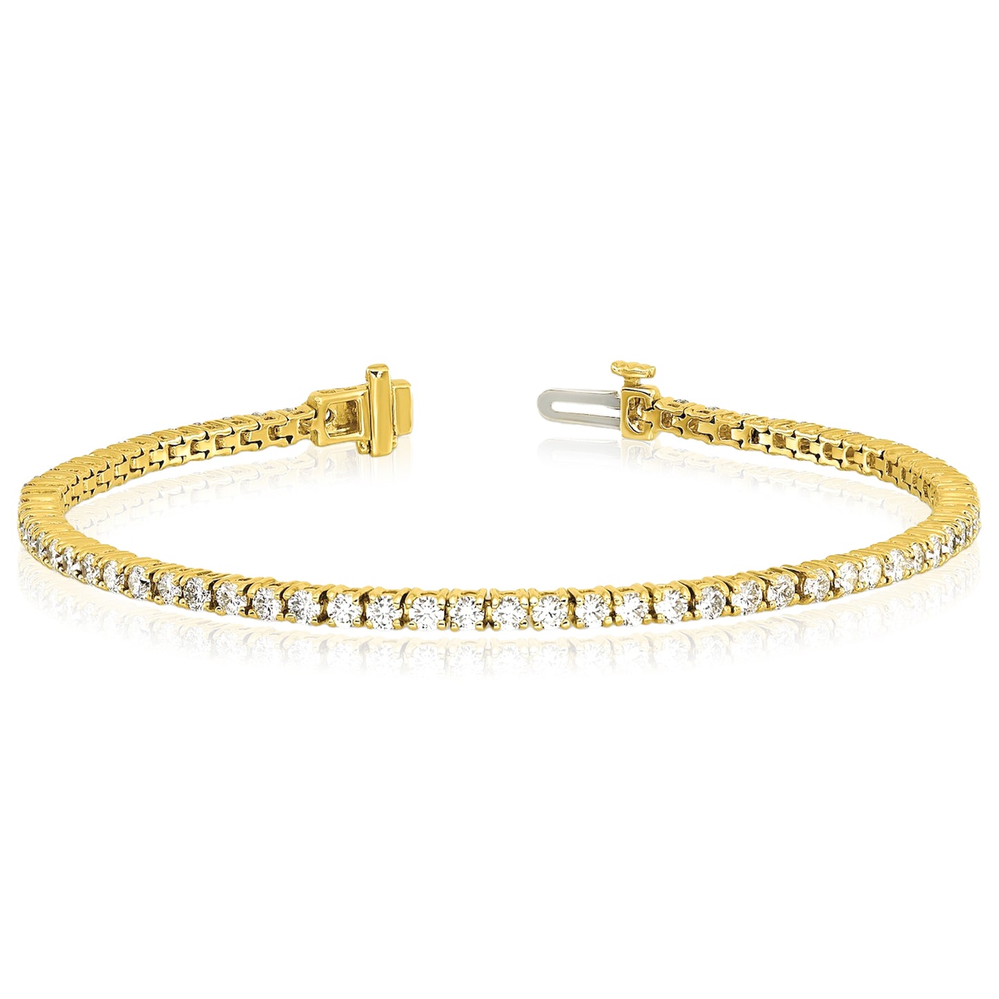 2.00-25.00CTW Lab-Grown Diamond Real 14K Gold 2mm-7mm Tennis Bracelet 7"