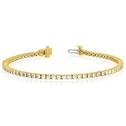 2.00-25.00CTW Lab-Grown Diamond Real 14K Gold 2mm-7mm Tennis Bracelet 7"