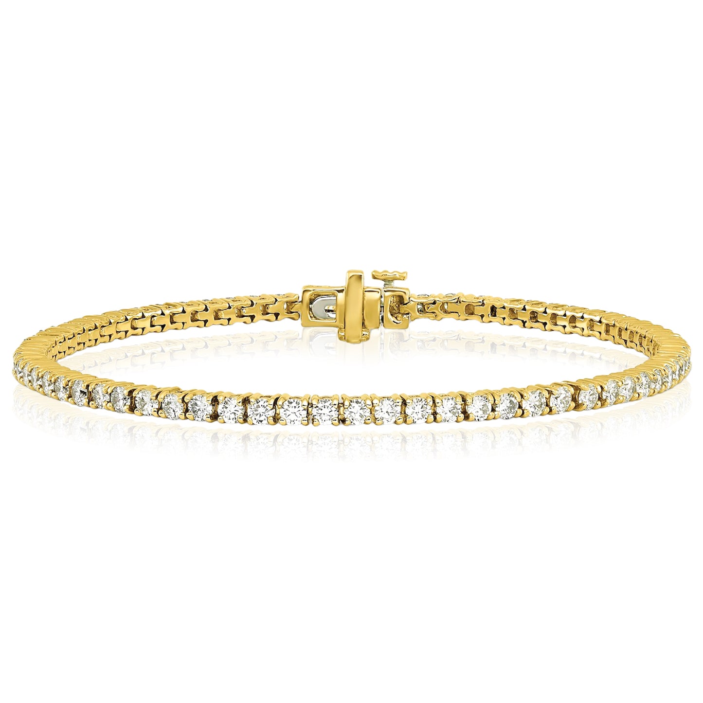 2.00-25.00CTW Lab-Grown Diamond Real 14K Gold 2mm-7mm Tennis Bracelet 7"