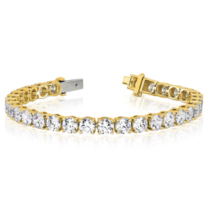 2.00-25.00CTW Lab-Grown Diamond Real 14K Gold 2mm-7mm Tennis Bracelet 7"