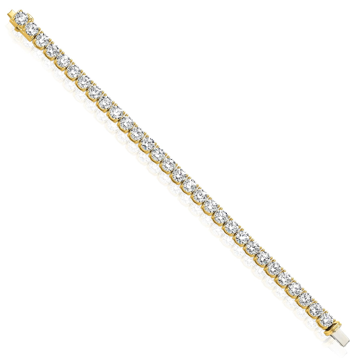 2.00-25.00CTW Lab-Grown Diamond Real 14K Gold 2mm-7mm Tennis Bracelet 7"
