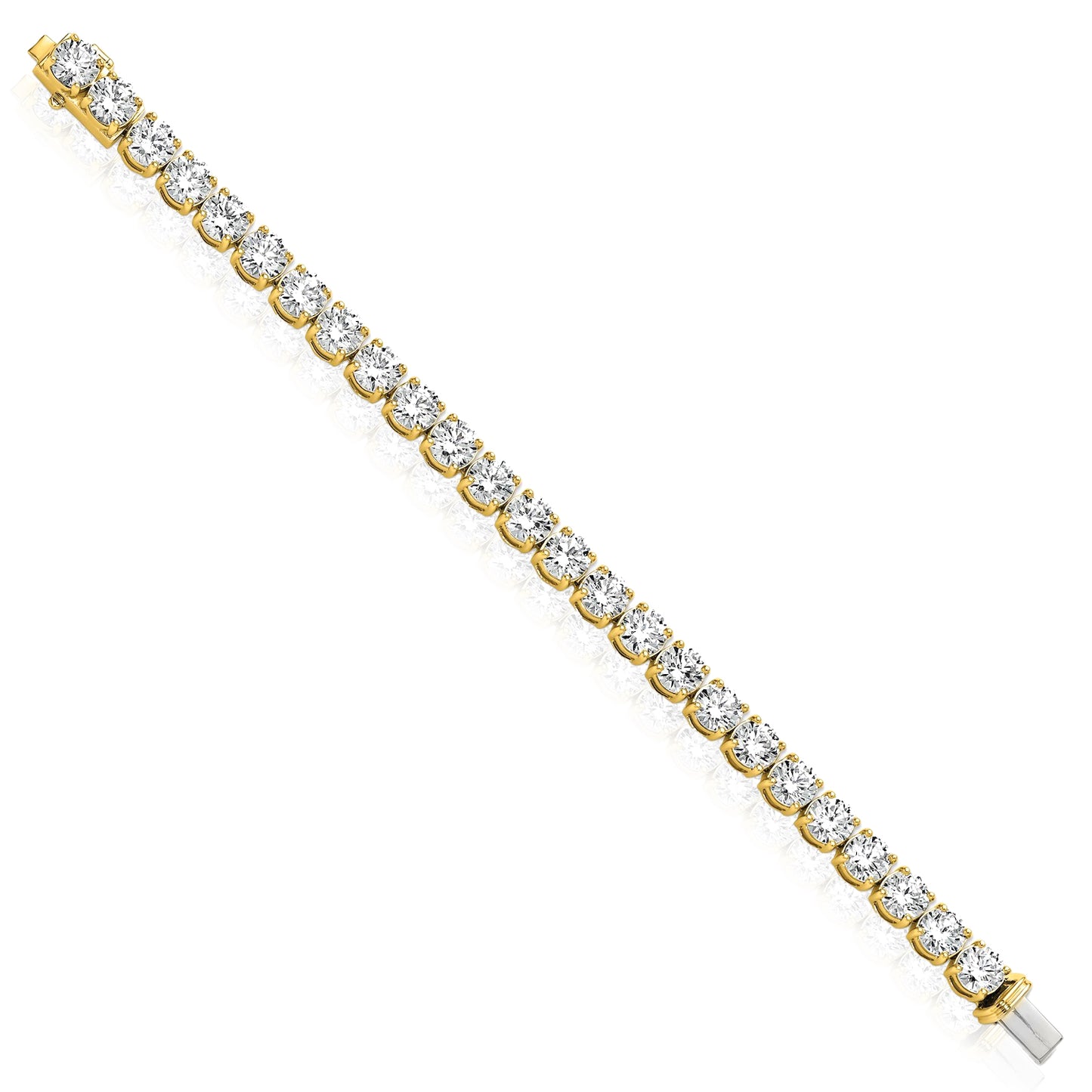 2.00-25.00CTW Lab-Grown Diamond Real 14K Gold 2mm-7mm Tennis Bracelet 7"