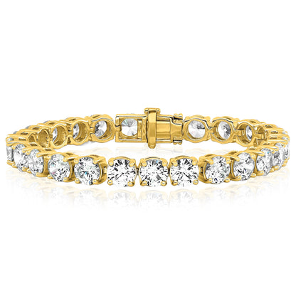 2.00-25.00CTW Lab-Grown Diamond Real 14K Gold 2mm-7mm Tennis Bracelet 7"