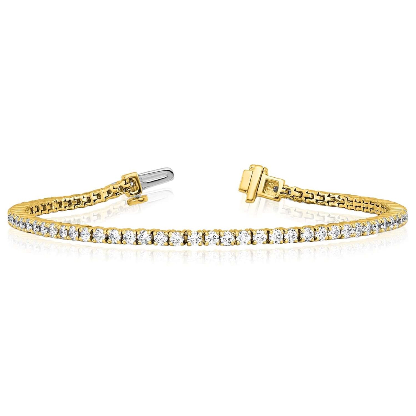 2.00-25.00CTW Lab-Grown Diamond Real 14K Gold 2mm-7mm Tennis Bracelet 7"
