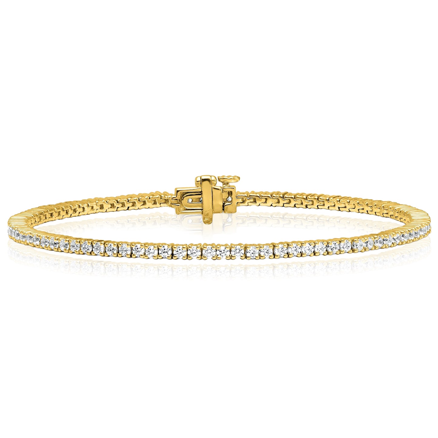 2.00-25.00CTW Lab-Grown Diamond Real 14K Gold 2mm-7mm Tennis Bracelet 7"