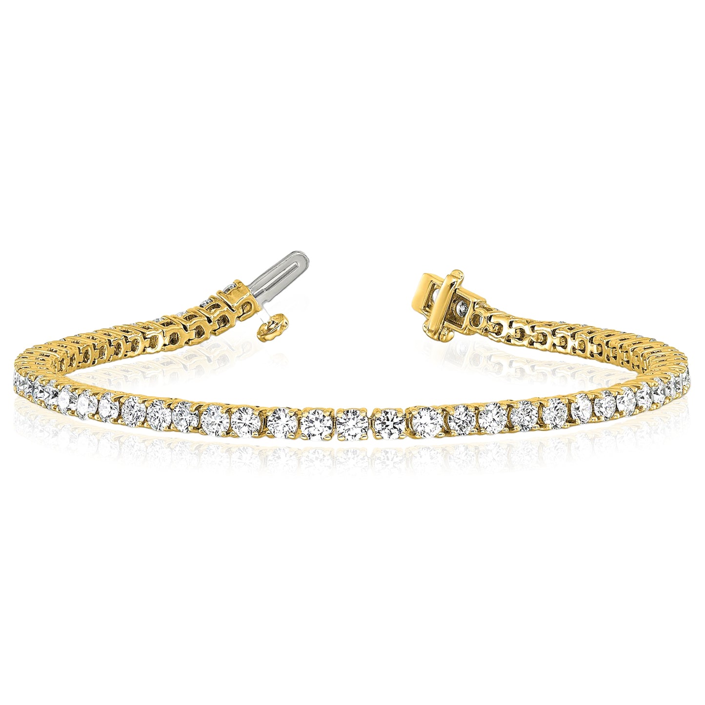 2.00-25.00CTW Lab-Grown Diamond Real 14K Gold 2mm-7mm Tennis Bracelet 7"