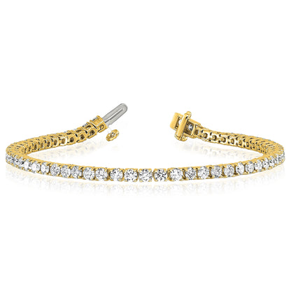 2.00-25.00CTW Lab-Grown Diamond Real 14K Gold 2mm-7mm Tennis Bracelet 7"
