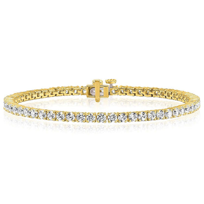 2.00-25.00CTW Lab-Grown Diamond Real 14K Gold 2mm-7mm Tennis Bracelet 7"