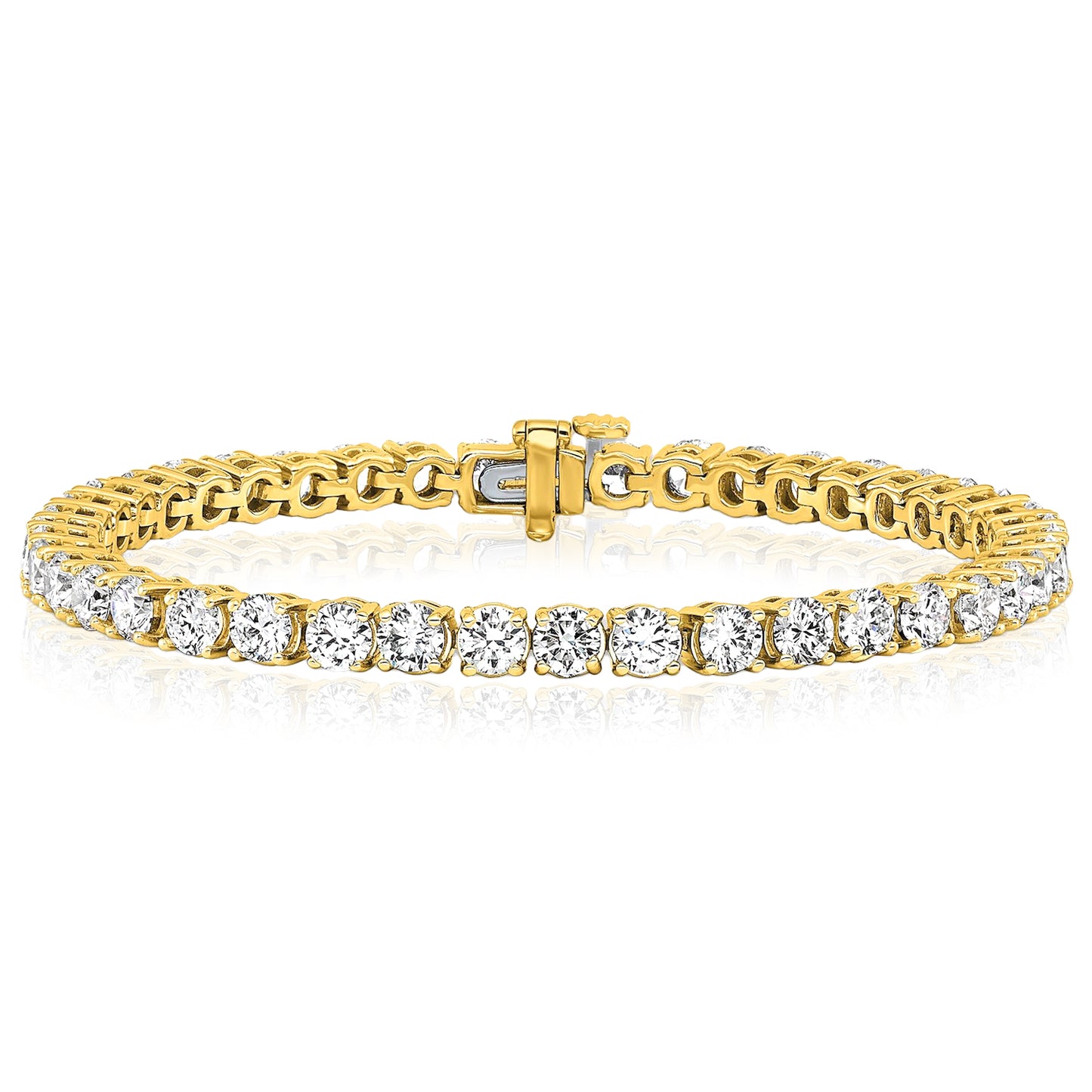 2.00-25.00CTW Lab-Grown Diamond Real 14K Gold 2mm-7mm Tennis Bracelet 7"