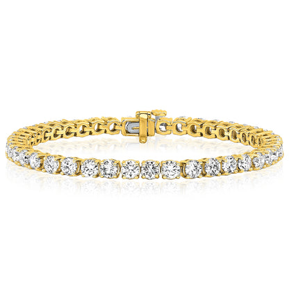 2.00-25.00CTW Lab-Grown Diamond Real 14K Gold 2mm-7mm Tennis Bracelet 7"