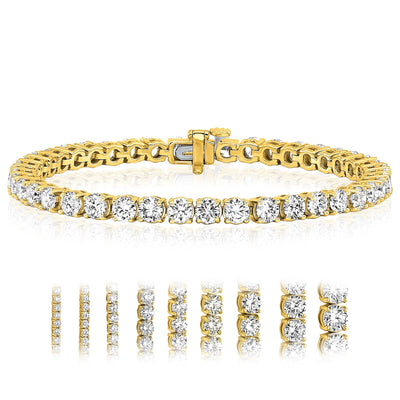2.00 - 25.00CTW Lab - Grown Diamond 14K Yellow Gold 2mm - 7mm Tennis Bracelet 7" - WJD Exclusives