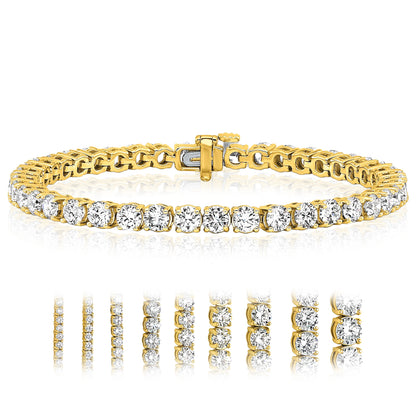 2.00-25.00CTW Lab-Grown Diamond Real 14K Gold 2mm-7mm Tennis Bracelet 7"