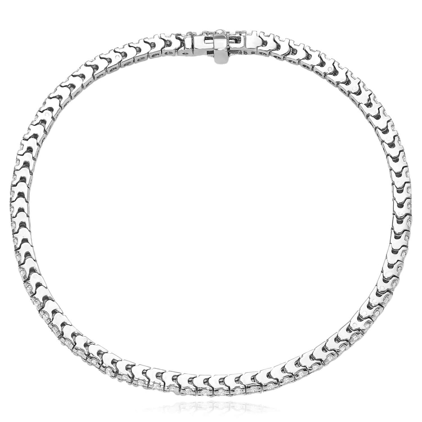 1.25-6.45CTW Lab-Grown Diamond Real 14K White Gold 3mm-5mm Tennis Bracelet 7"