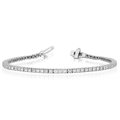 1.25-6.45CTW Lab-Grown Diamond Real 14K White Gold 3mm-5mm Tennis Bracelet 7"