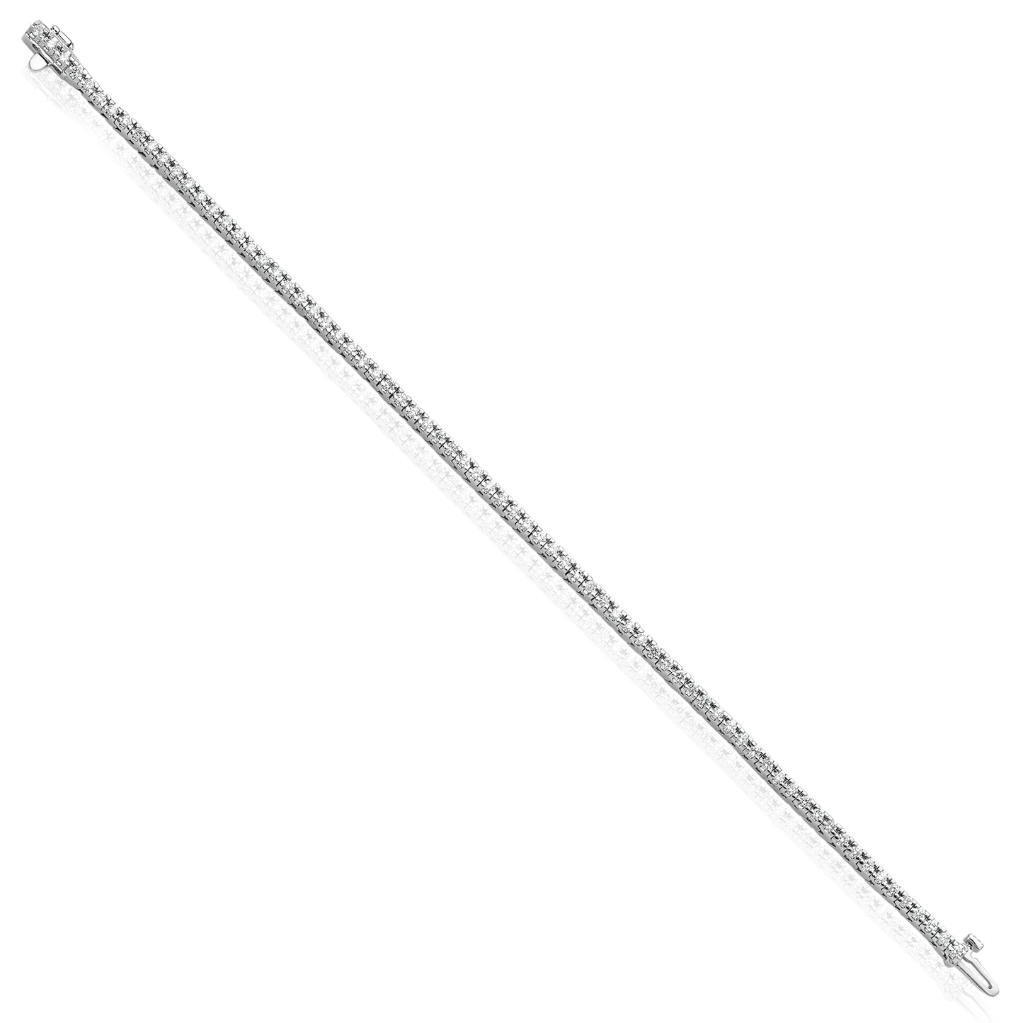 1.25-6.45CTW Lab-Grown Diamond Real 14K White Gold 3mm-5mm Tennis Bracelet 7"