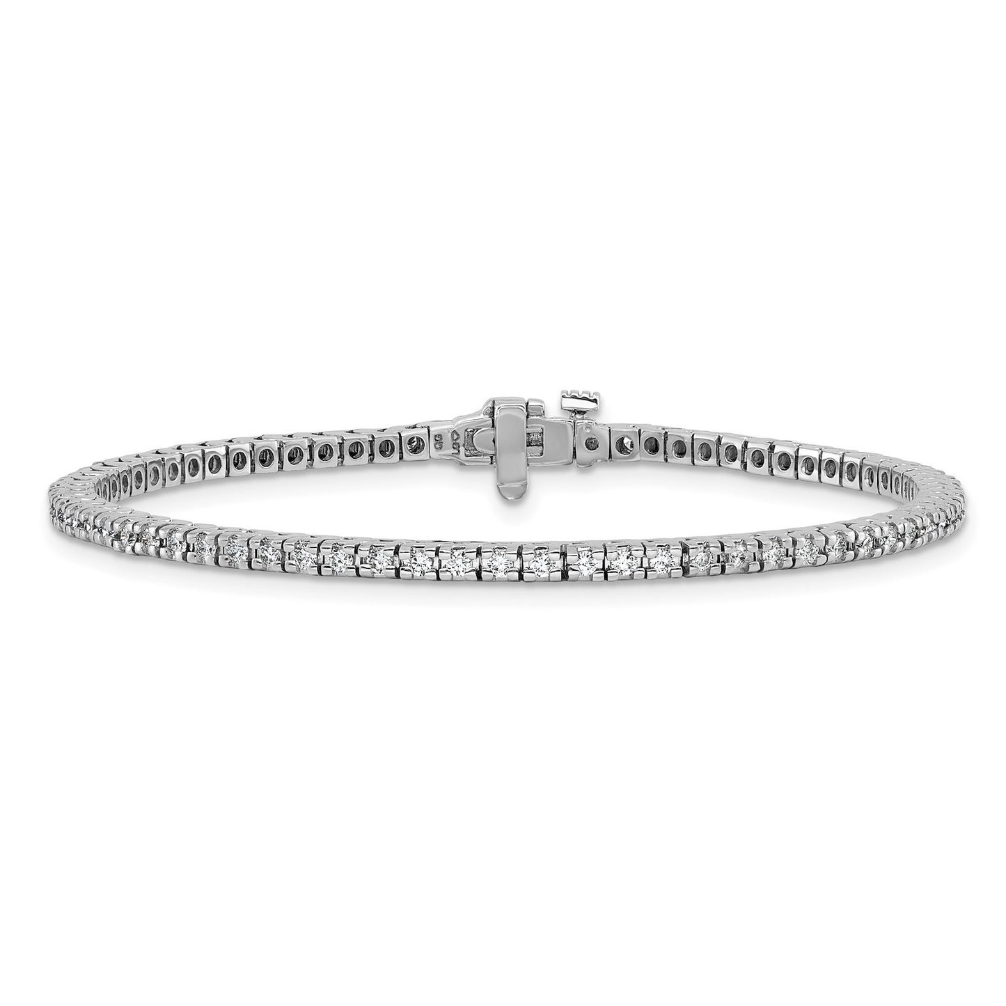 1.25-6.45CTW Lab-Grown Diamond Real 14K White Gold 3mm-5mm Tennis Bracelet 7"