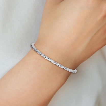 1.25-6.45CTW Lab-Grown Diamond Real 14K White Gold 3mm-5mm Tennis Bracelet 7"
