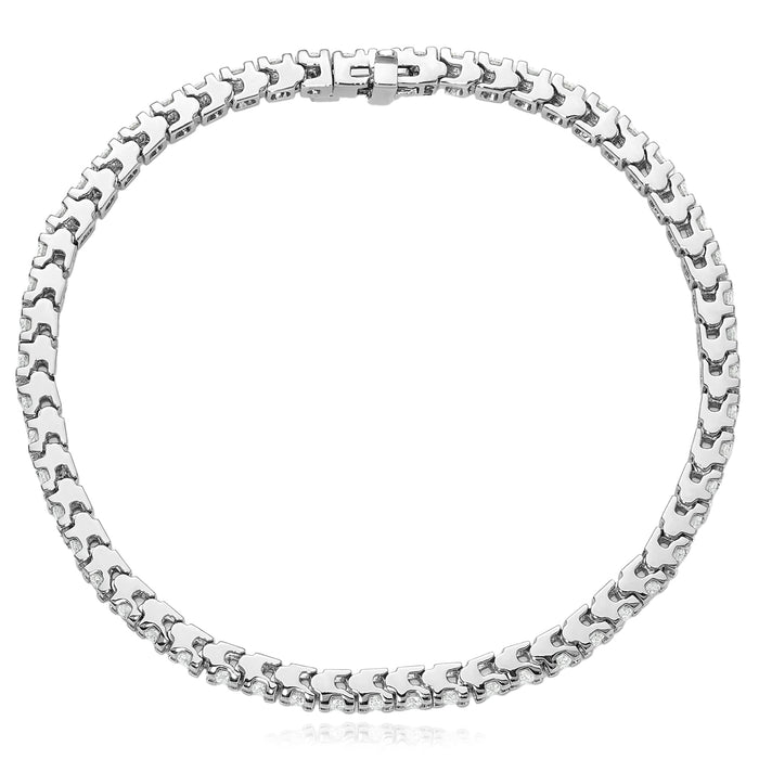 1.25 - 6.45CTW Lab - Grown Diamond 14K White Gold 3mm - 5mm Tennis Bracelet 7" - WJD Exclusives