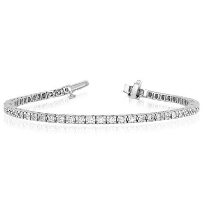 1.25-6.45CTW Lab-Grown Diamond Real 14K White Gold 3mm-5mm Tennis Bracelet 7"