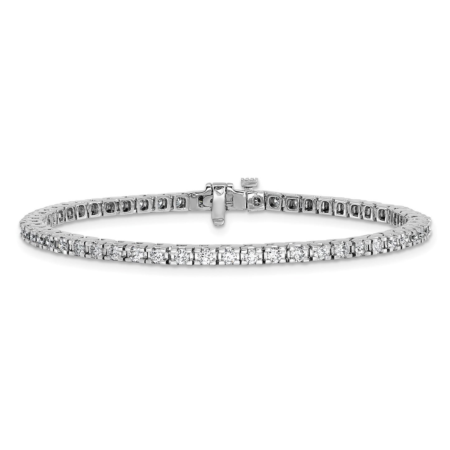 1.25-6.45CTW Lab-Grown Diamond Real 14K White Gold 3mm-5mm Tennis Bracelet 7"