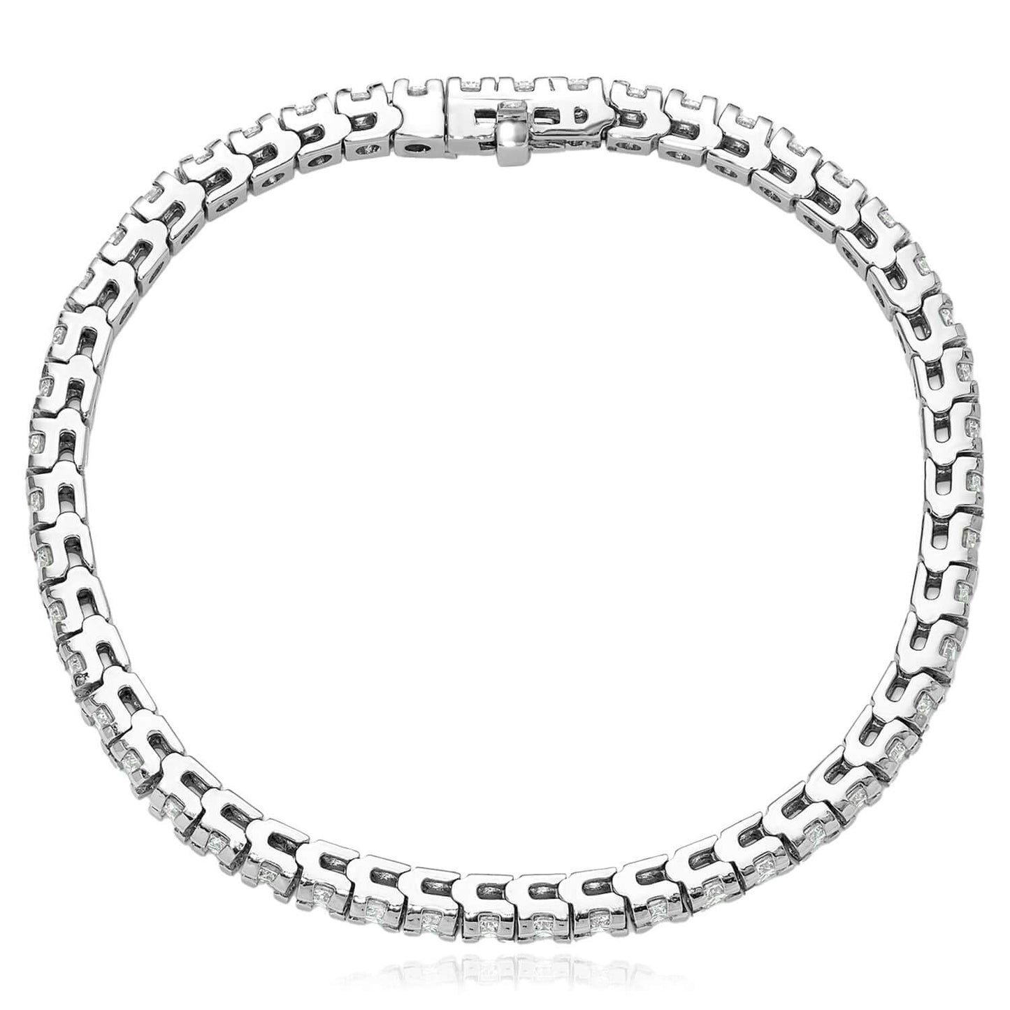 1.25-6.45CTW Lab-Grown Diamond Real 14K White Gold 3mm-5mm Tennis Bracelet 7"