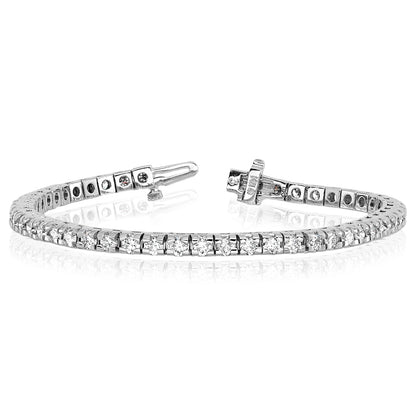 1.25-6.45CTW Lab-Grown Diamond Real 14K White Gold 3mm-5mm Tennis Bracelet 7"